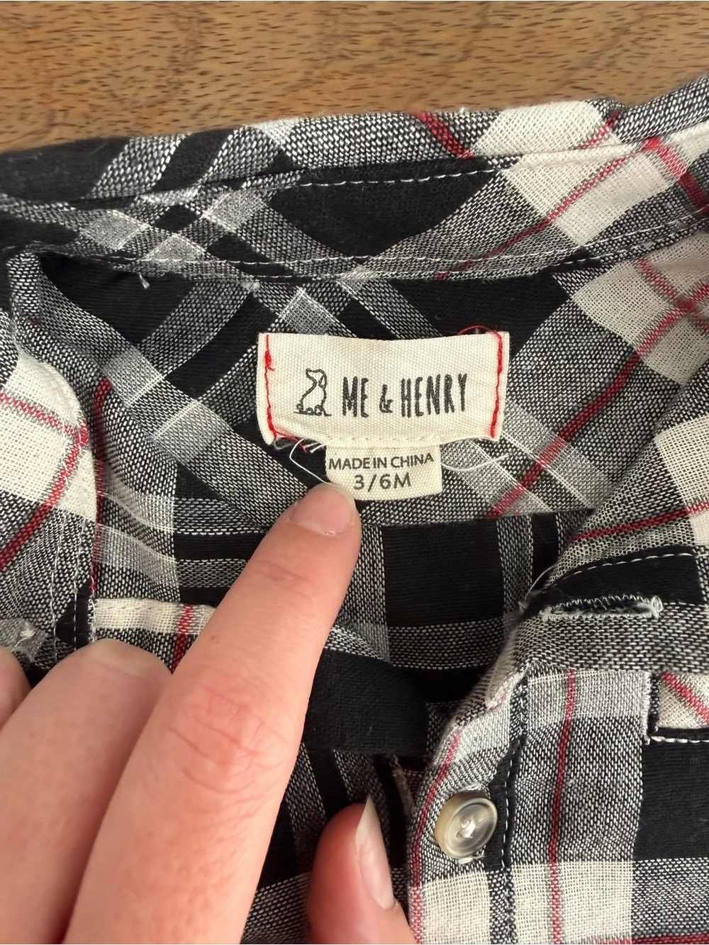 Me & Henry Black, White, and Red Plaid Long-Sleeve Bodysuit - Size 3-6 Months